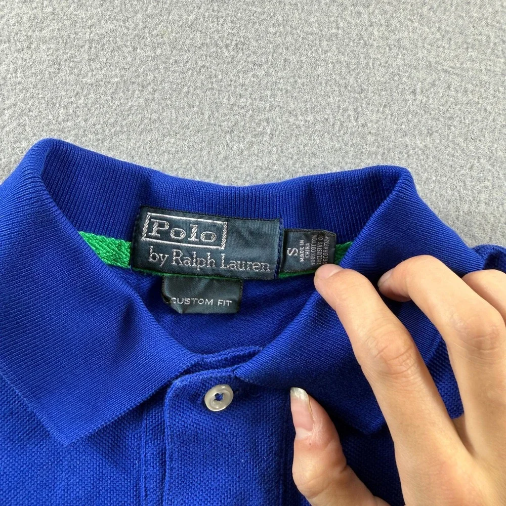 Polo Ralph Lauren Polo Shirt Mens Small Blue USA Big Pony Custom Fit Rugby